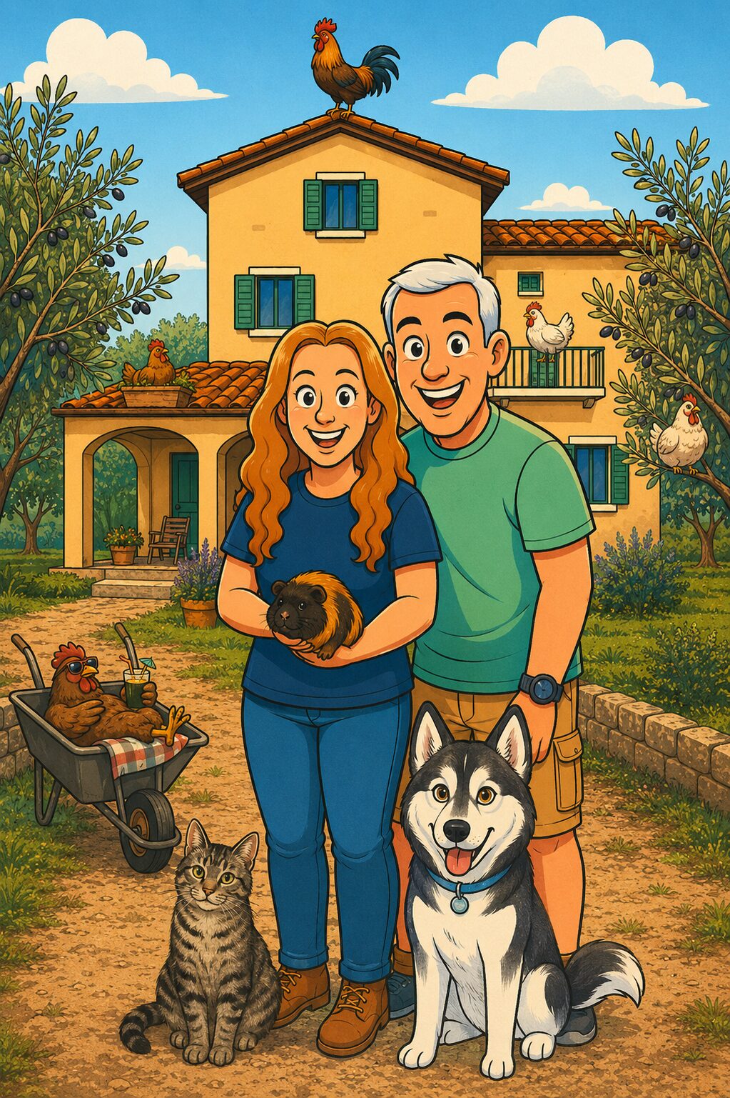 The van Wijk family in front of their Dutch home before moving to Italy