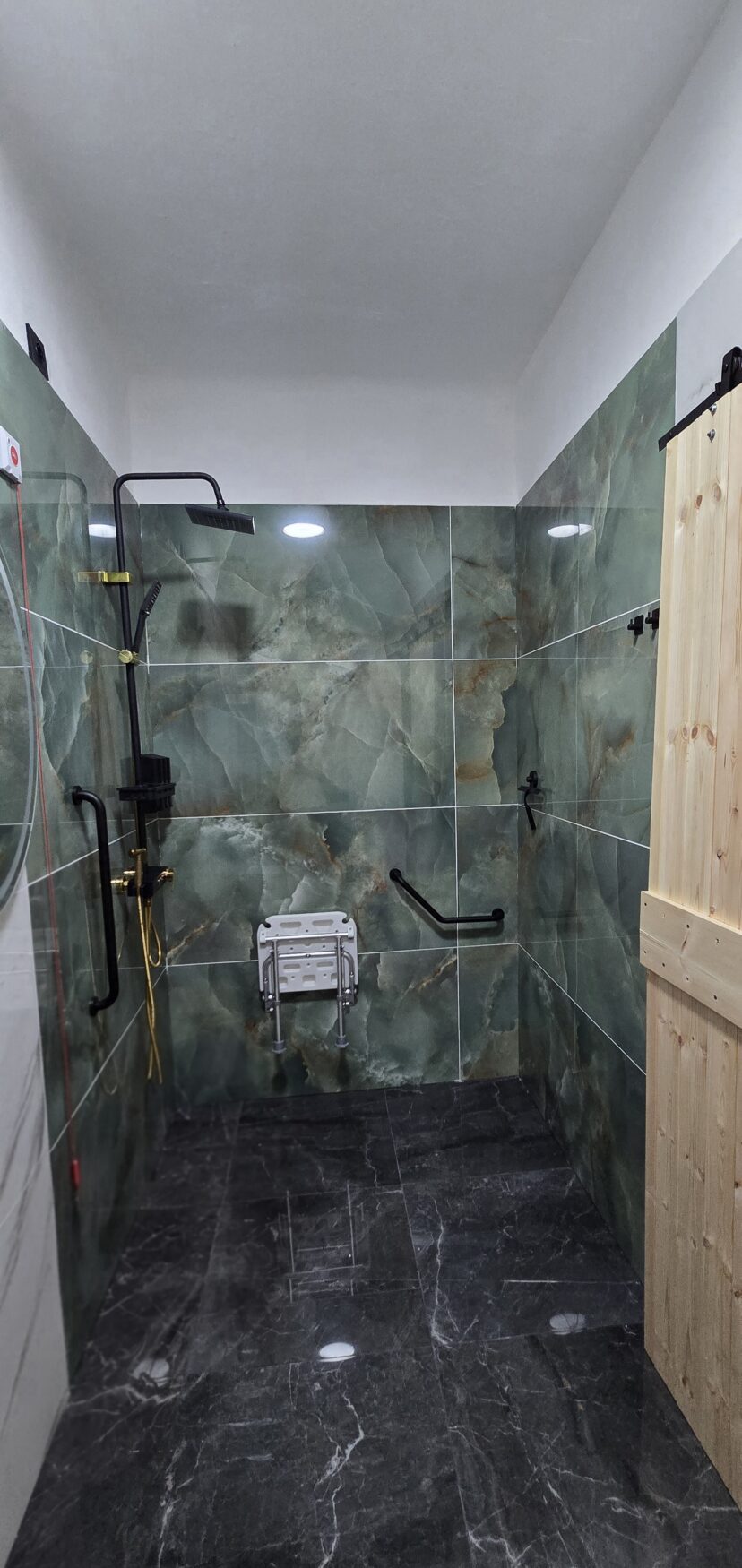 Rosa's large accessible bathroom with wheelchair-accessible shower